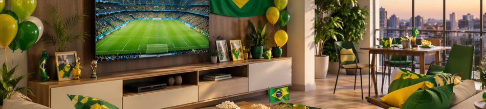 decoracao sala para copa do mundo brasil ambiente preparado para assistir jogos