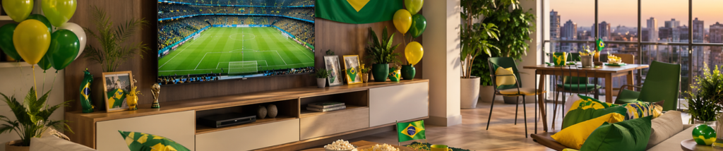 decoracao sala para copa do mundo brasil ambiente preparado para assistir jogos